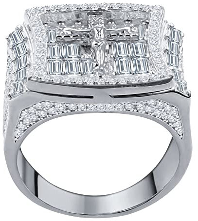 .iced-out. Sterling 925er Silber Ring - JESUS CROSS - 11