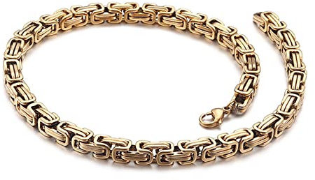 Whoiy Collana D Oro Uomo, Collane Lunghe in Acciaio Forma Catena 3D con Fibbia Ad Anello Regalo di Festa Collana 55cm