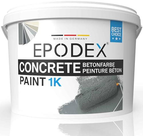 EPODEX 1K Betonfarbe, Bodenfarbe & Wandfarbe, hochdeckend, UV-beständig, abriebfest, Innenbereich und Außenbereiche ohne stehendem Wasserkontakt - 6.6kg (46m² für 2 Anstriche)