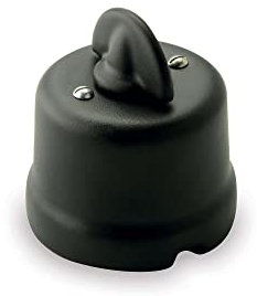 Amarcords - Interruttore in porcellana rotativo. Deviatore vintage in ceramica stile retrò con manopola per la commutazione della corrente colore NERO OPACO
