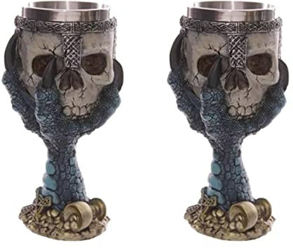 Xiaoki 2 Pezzi Calice di Halloween Calice di Vino Calice di Halloween Calice di Teschio Retro Skull Wine