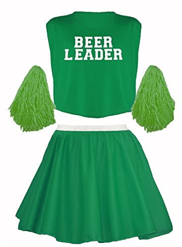 The Dragons Den Lustiges Cheerleader-Bierführer-Kostüm, für Junggesellenabschied, für Junggesellenabschied, Grün, Größe L - XL