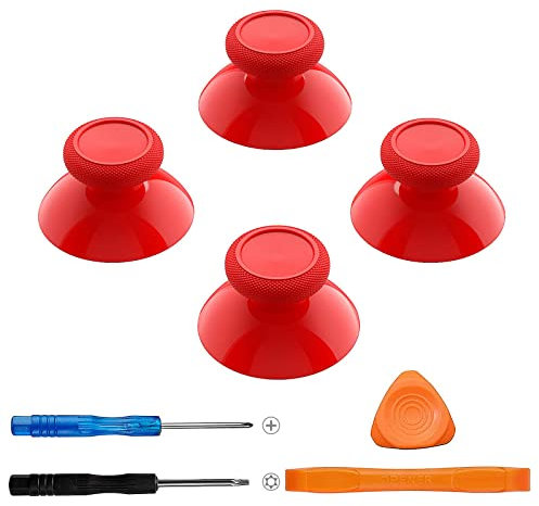 TOMSIN Replacement Joysticks for Xbox One Series X/S Controller,4PCS True Rubberized Thumbsticks Repair Kit for Xbox One Wireless Controller(Red)