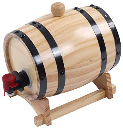 fansheng Barril de Vino, 1/3/5 L Barriles de Pino Dispensador de Barriles de Whisky para Bares Barbacoa, Barril de Cerveza Decorativo con Grifo Fácil de Verter, Servir Bebidas AlcohóLicas (5L)