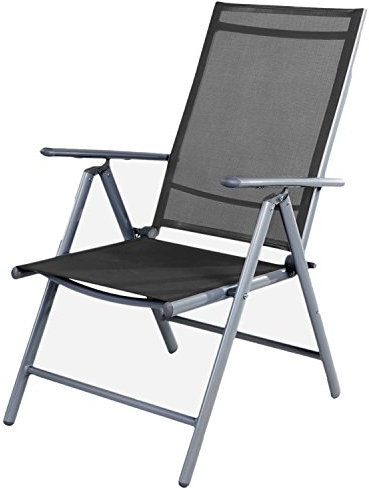 Mojawo Gartenstuhl - Hochlehner 7-Fach verstellbar - zusammenklappbar - Klappstuhl - witterungsbeständiges Aluminium - wetterfeste Gartenmöbel- extra leicht, Farben:Anthrazit