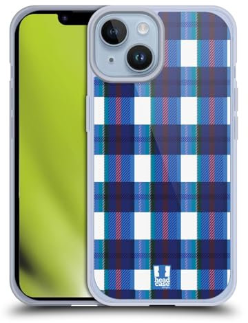 Head Case Designs Blu E Bianco Flannel Fridays Cover in Morbido Gel Compatibile con Apple iPhone 14