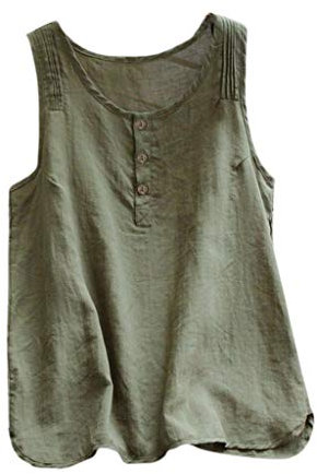 CGGMVCG Damen Tank Top Bluse Baggy ärmelloses Leinen Tee Weste Tank Tops Plus T-Shirt ärmellose Blusen für Damen, Z01 Army Green, L