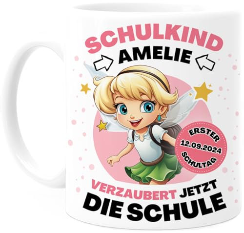 Tassenliebling® Schulkind Tasse personalisiert Mädchen Junge - Geschenk zur Einschulung - Fee Tasse - Schultüte Füllung - Schulanfang Geschenke - Grundschule Vorschule