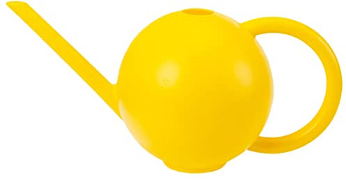 Petit arroseur rond de 1,5 l - Chaudron d'irrigation - Pour la maison, le petit jardinage, la culture de fleurs, l'arrosoir pour plantes succulentes, long bec, arrosoir pour plantes d'intérieur (jaune