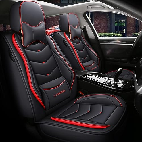 SAHFEE Autositzbezüge, universal, vollständiges Set, für Dacia Sandero Stepway Sandero 2/3 Stepway, Autozubehör, Schwarz / Rot