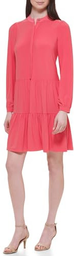 Tommy Hilfiger Women's Jersey Fabric Long Sleeve Dress, Geranium, 6