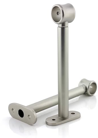 GIRASOLE HOME Support réglable de 165 mm de long pour tige 2 pièces en aluminium résistant pour bâtons de diamètre de 18 à 20 mm (nickel satiné)