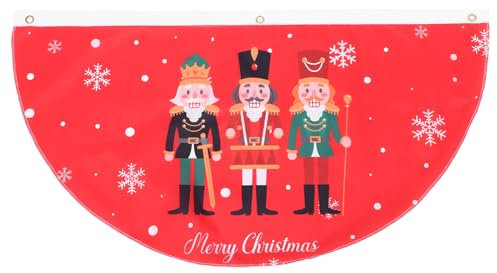 LUOZZY Christmas Half Flag Fan Shaped Banner Hanging Bunting Flag Christmas Nutcracker Half Banner with Grommet
