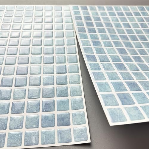 Alwayspon 3D-Vinyl-Wandfliesen-Aufkleber, 30,5 x 30,5 cm, blaues Marmor-Mosaik, zum Abziehen und Aufkleben, selbstklebend, wasserdicht, Spritzschutz, für Küche, Badezimmer, Wand, 10 Bögen