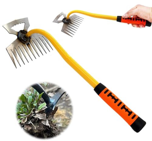 YuuFcy Gartenarbeit Hand Unkrautstecher, Unkrautjäter, Unkraut Entferner Gerät, Fugenreiniger Unkraut, Gartenwerkzeug, Unkraut Entferner Gerät, Fugenkratzer Mit Stiel (B)