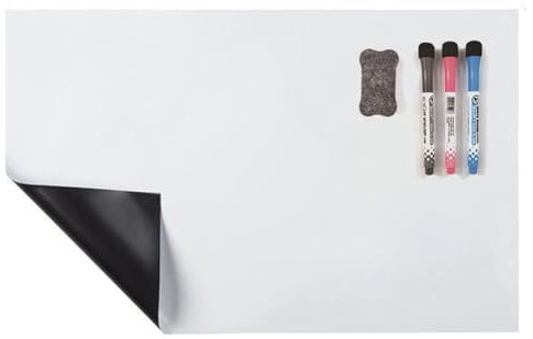 A4 Whiteboard Folie,Whiteboard Magnetisch,Magnetic Whiteboard,Magnettafel Kühlschrank mit 3 Markern,1 Radiergummi,A4 Whiteboard Folie Magnetisch,für To-Do-Liste,Essenspläne