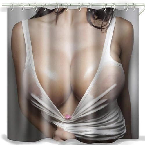 Rideau de Douche Femme Sexy 120x200 cm Rideaux de Douche Nu Tissu Polyester Anti Moisissure Rideau Baignoire pour Salle de Bains avec 8 Crochets, Z614