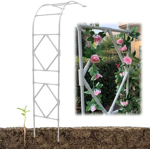 LTSRLL Gartenbogen-Laube, Halbbogen Rosenbogen Torbogen Rankenbogen Spalier Für Kletterpflanzen, Kletterpflanzen, Blumen, Efeu(Color:White,Size:60x240cm/2x7.9ft)