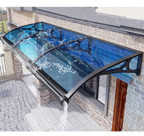 Vordach für Haustür,überdachung Terrasse,Wetterfeste Platten für Außen,Polycarbonat und Aluminium Terassendach,Regenschutz Schneefanggitter Dach Balkon Carport,für Vordach Outdoor Garten (Color : Bla