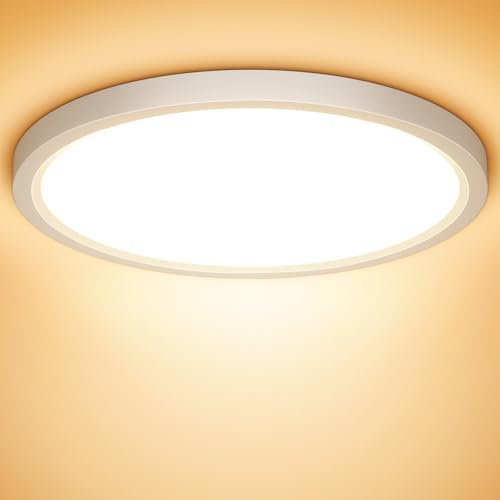 NIBSHOOM LED Deckenleuchte, 18W 1800LM Superschlanke Deckenlampe 3000K IP44 Wasserfest für Wohnzimmer Badezimmer Schlafzimmer Küche Flur Balkon, Rund und Flach Modern Led Lampen Ø220*H24mm, Warmweiß
