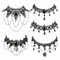 CASSIECA 5Pcs Halloween Schmuck Damen Halloween Accessoires Damen Gothic Schwarz Spitze Halskette Cosplay Halloween Dekorationen Steampunk Vintage Vampir Kostüm Zubehör Maskerade