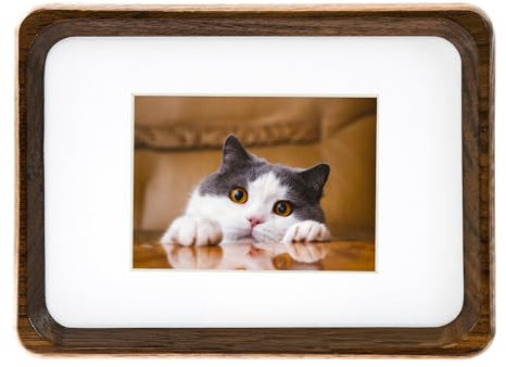 Kattepote Kleines Bilderrahmen 9x13 cm für Schreibtischdeko, Holz Fotorahmen 5x3,5 Zoll, Tischfotorahmen aus Natürliches Walnussholz