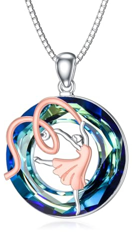 ROMANTICWORK Collier Ballerine en Argent Sterling Pendentif Collier Coeur Ballet Cadeau Bijoux Danseuse pour Femme Fille