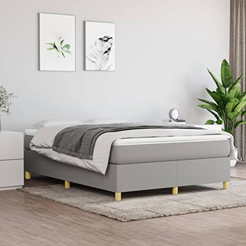 IKAYAA Lit 140 x 200 avec sommier Sommier 140x200 avec Pieds Sommier Tapissier Sommier à Lattes en Bois pour Adulte-Gris clair-140 x 200 cm-35 cm