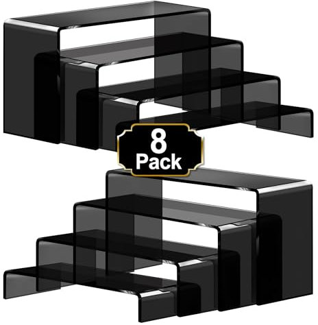 Aheroi Acryl-Erhöhungen, 8 Stück, 2er-Set (17,8 cm L ~ 20,3 cm L ~ 22,9 cm L), schwarze Aryl-Display-Ständer, Acryl-Regal-Erhöhung, Displayhalter für Verkäuferveranstaltungen, Cupcake-Ständer