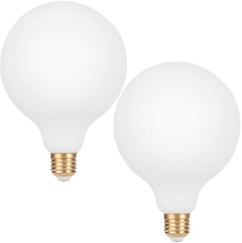 Vanpus E27 LED Glühbirne, 8W Vintage Warmweiß, Opal Glas, Ø12.5cm | 2er-Set, Globusform,Dimmbar，Sanftes Licht,Kein Flimmern, Konstantstromtechnik,Edison Birne G125,CRI 90
