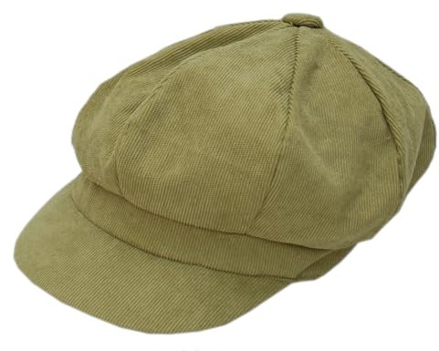 Cool4 Fein Cord Ballonmütze Cord Bakerboy Mütze Baumwolle Cap Visor Vintage A05 (Pastellgrün) (57)
