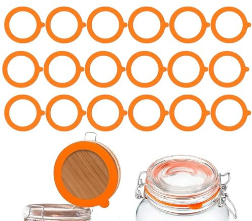 PGKDYC 18Pcs Silicone Kilner Jar Seals Replacement, Airtight, Durable & Food-Safe Sealing Rings for Round and Square Clip Top Jars (95mm Outer Diameter, 70mm Inner Diameter, 2mm Thickness)