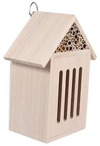 CAXUSD Bienenhaus Aus Holz Für Garten Montiertes Bienenhotel Mit Tunneln Zum Nisten Für Bienen Und Insekten