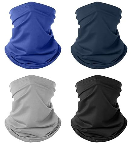 flintronic 4 Pièces Cache Cou Elastique pour HommeFemme, Tour de Cou Coupe-Vent et Respirant, Cache-Cou Tubulaire Séchage Rapide Anti-Solaire Respirant, pour Sport Randonné Cyclisme Moto Pêche Golf