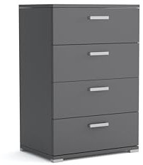 Brent - Kommode mit 4 Schubladen 50 cm Breit Brixton, Sideboard für Wohnzimmer oder Schlafzimmer, Komodenschrank, Kommode Grau