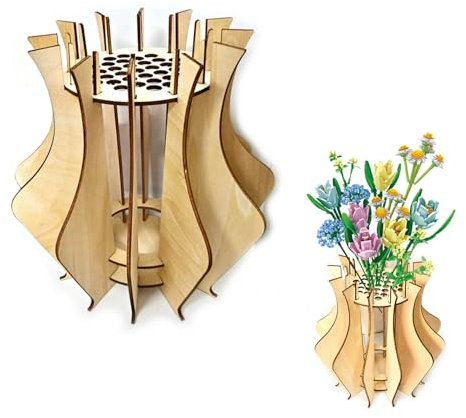 RHQFDM 10311 10280 Holzpuzzle Blumenvase für Lego Blumenstrauß,20cm Vase für Lego Blumen,Geschenk Für Lego Blumenliebhaber,Kann zur Aufbewahrung Lego-Tulpen Rosen Orchidee Sonnenblume (Groß)