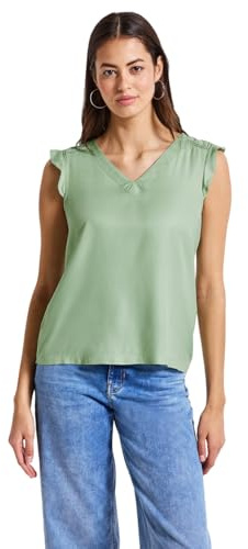 Street One A323507 Top de Cuello en V con Detalles de Ganchillo, Verde Jade Suave, 38 Mujeres