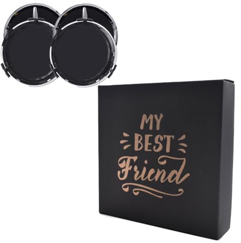 4 Pièces Cache de Roue, 75 Mm Cache Moyeu, Enjoliveurs Centre de Roue de Voiture, Enjoliveurs de Roue, Kit de Cache-moyeux, Auto Cache Moyeux Coffret Cadeau, Ya Noir (Amis)