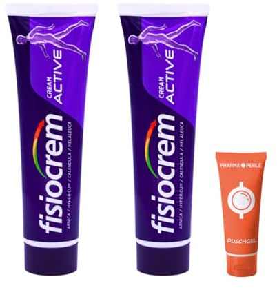 fisiocrem Cream Active 2x 60 ml I Massage- & Pflegecreme I Arnika, Ringelblume, Johanniskraut & Teebaumöl I Ideal nach Sport I Schnell einziehend, nicht fettend I Spar-Set plus Pharma Perle give-away