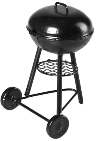 GARIOUANS Miniaturgrillherd aus Zinklegierung in Schwarz mit Realistischem Design für Outdoor Gartendekoration im Puppenhaus und Micro Landschaftsszene
