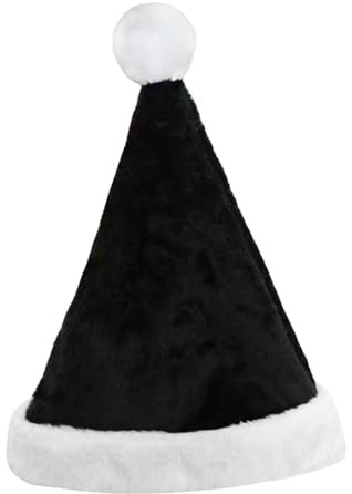 Lyivisk Weihnachtsmütze Nikolausmütze für Erwachsene, Santa Mütze mit dicker Fellrand, Plüschmaterial, für Weihnachtsfeier und Festliche Anlässe(Schwarz)