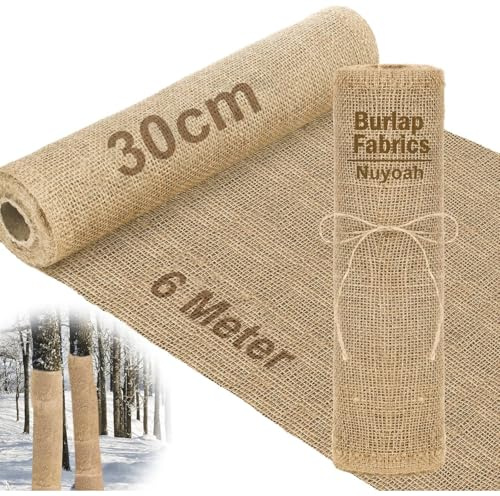 Nuyoah Jute für Pflanzen Frostschutz Jute Pflanzenschutz Winter 30cmx6m | Baum Winterschutz Pflanzen Außen Natürliche Juteband Wickelstreife Schützt Baumstämme vor Frost Schädlingen und Tieren