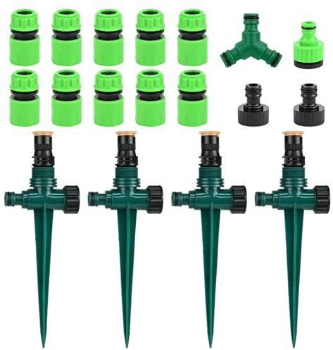TEUYOE 18 Pcs Multifunctional Garden Sprinkler Set, 360° Rotating Garden Sprinkler for Plants, Lawns, Gardens, Patios, and Greenhouses (Green)