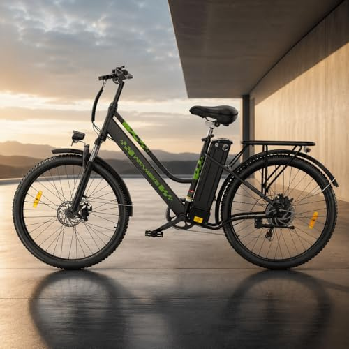 Bici Elettrica uomo donna 26 pollici,36V 15Ah Batteria Rimovibile 250W Motore,Autonomia fino a 100 km,City Bicicletta Elettrica for Urban Commuters 7 Velocità, Freni a Disco,Sospensione Anteriore