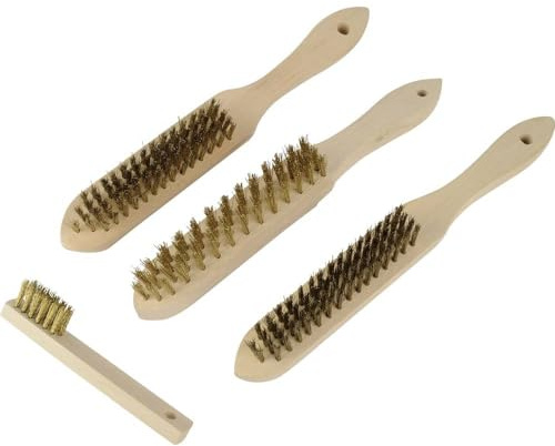 Brüder Mannesmann 41920 Wire Brush Steel, Brass 4 Pieces 1 Set