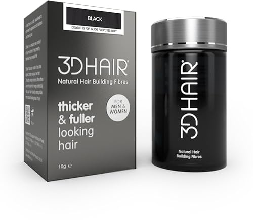 3D Hair Fibres | Hair Powder for Thinning Hair 10g Bottle | Makes Thin Hair Look Thicker in Seconds | Hair Loss Concealer For Women & Men (Black)