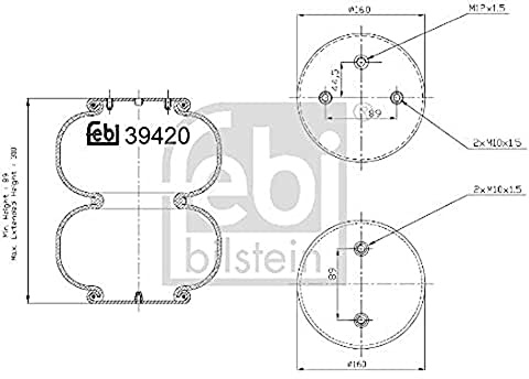 febi bilstein 39420 Air Spring for lifting axle, pack of one