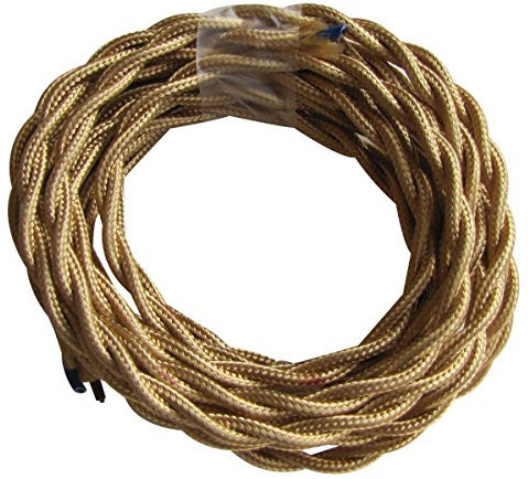 Tibelec 073930 Textilkabel, gedreht, goldfarben