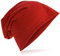 Miobo Jersey Slouch Beanie Long Mütze mit edler Strass Nieten Applikation Unisex Unifarbe Herren Damen Trend,Rot