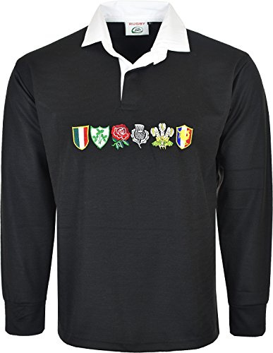 Men 6 Nation Full Sleeve Rugby Fan Shirts Size S to 5XL